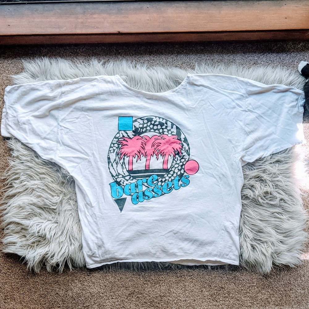 VINTAGE 'Bare Assets' dolman oversized tee L
